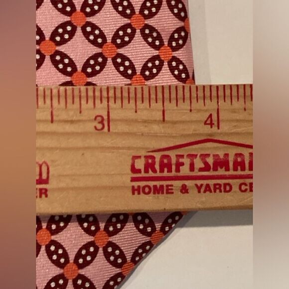 Vera Bradley For Baekgaard Men’s Tie 100% Silk Pink Red Floral Geometric - Picture 2 of 6